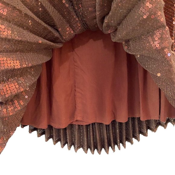 Flannel Designer Size 0 AU 6 Pisces Copper Sequin Pleated Maxi Skirt New RRP$410 - Picture 4 of 10